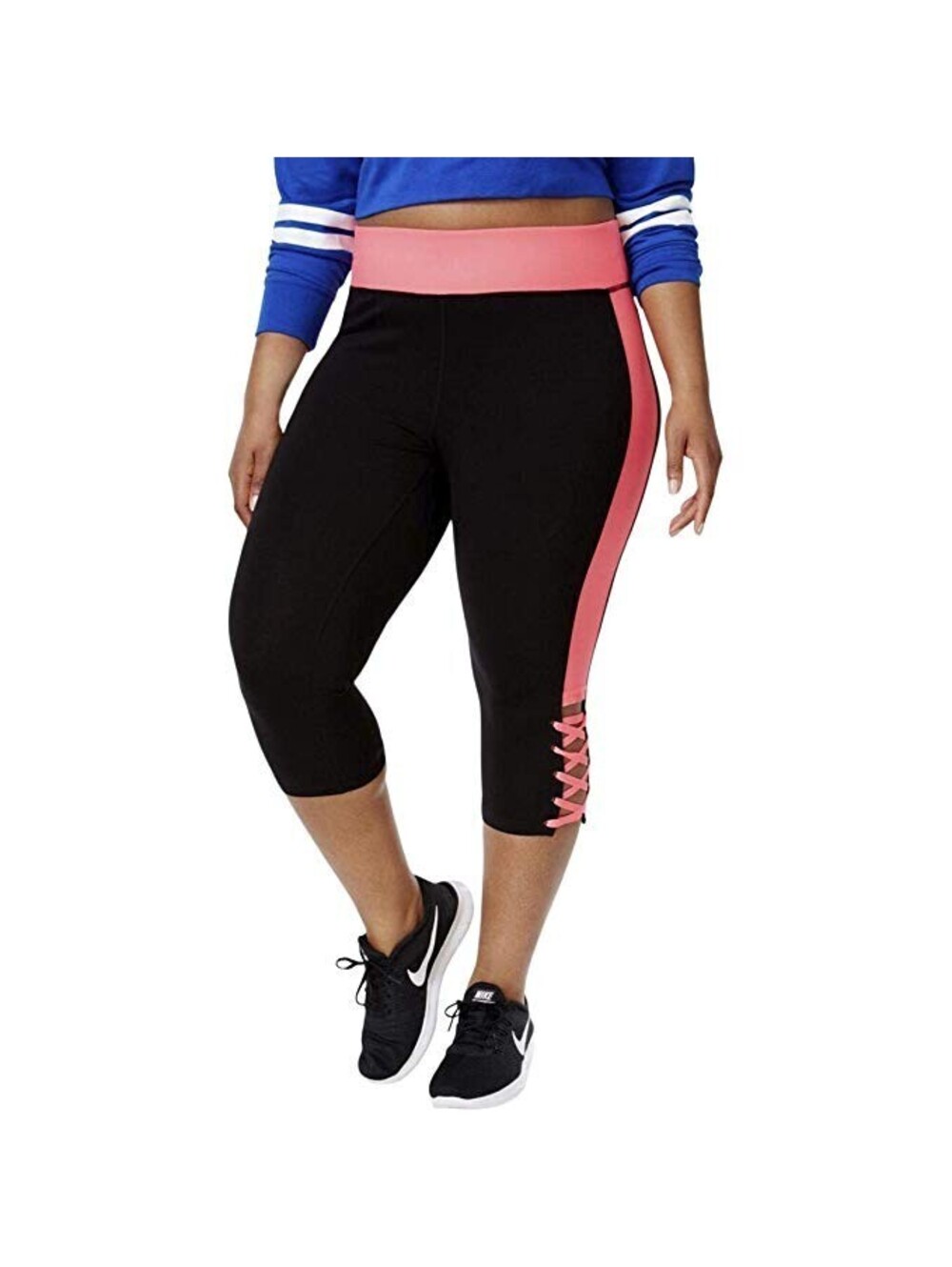 Material Girl Womens Plus Size Colorblocked Cropped Leggings Size 1X